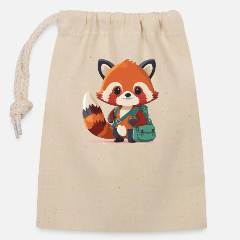 little red panda - Closable cotton gift bag (14x20cm) - nature