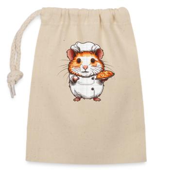Hamster as baker with chef's hat in 8 bit - Closable cotton gift bag (14x20cm) - nature - Front