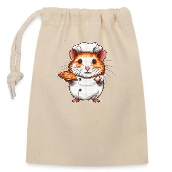 Hamster as a baker baked a bread - Closable cotton gift bag (14x20cm) - nature - Front