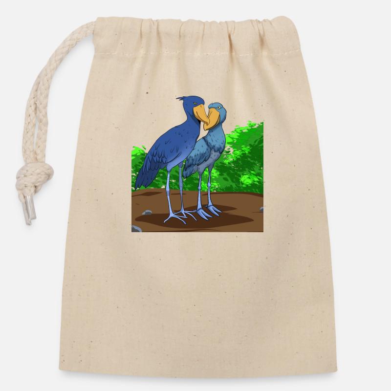 Schuhschnabel Vogel Ornithologe Wald I Geschenk - Verschließbarer Geschenkbeutel aus Baumwolle (14x20cm) - Natur
