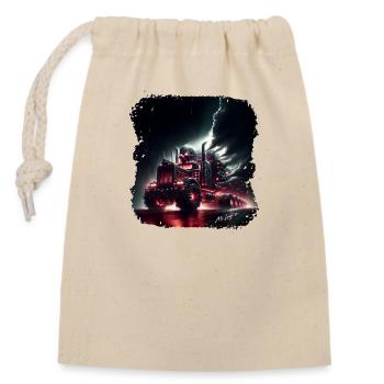 Dark Horseman of the Apocalypse on a Truck - Closable cotton gift bag (14x20cm) - nature - Front