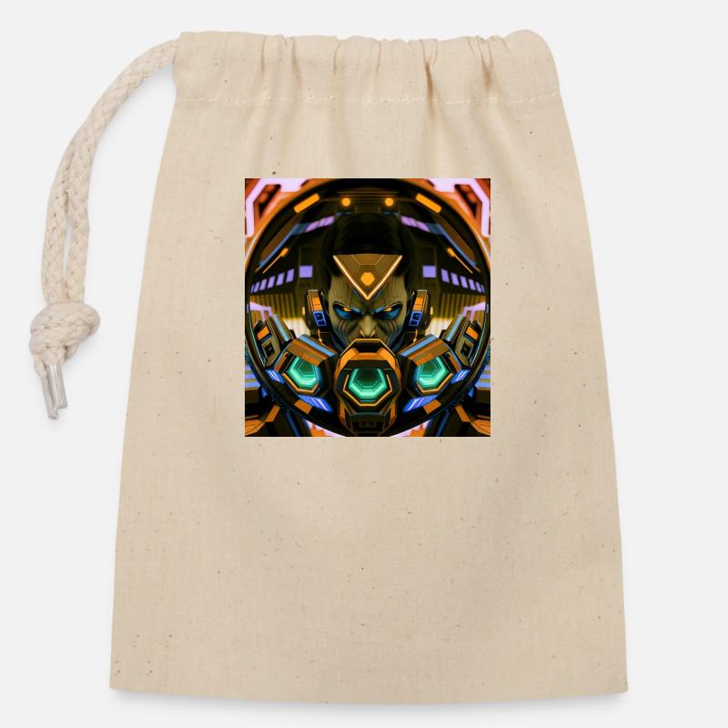 African Mask - Closable cotton gift bag (14x20cm) - nature