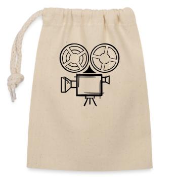 Film camera drawing. Hand-marked. Filmmaker - Closable cotton gift bag (14x20cm) - nature - Front