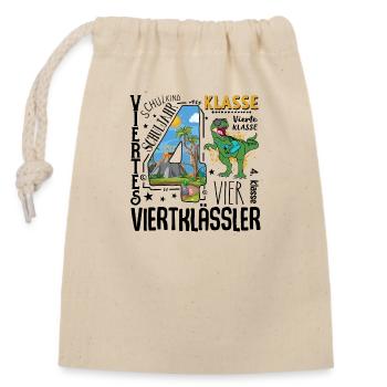 T-Rex Dino de 4e année - Sac cadeau en coton avec cordon (14 x 20 cm) - nature - Devant