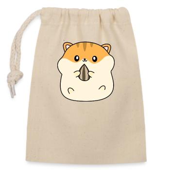 Eating cute hamster pit - Closable cotton gift bag (14x20cm) - nature - Front