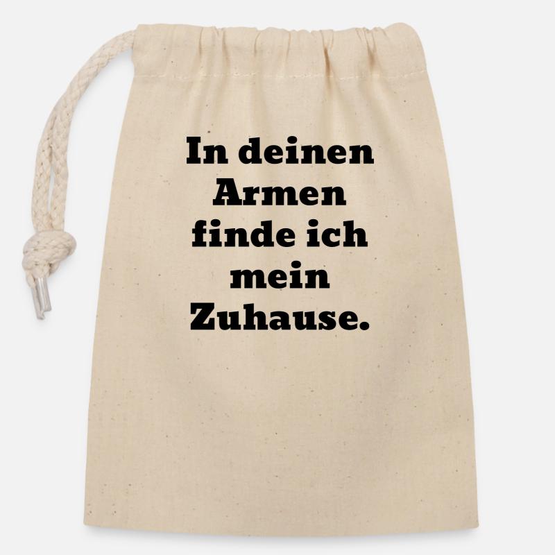 In your arms - Closable cotton gift bag (14x20cm) - nature