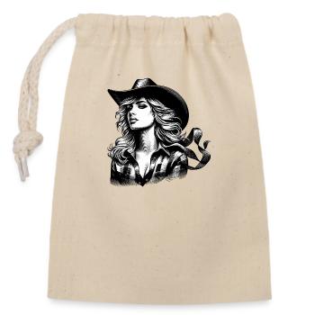 western vintage cowboy girl american wild western - Closable cotton gift bag (14x20cm) - nature - Front
