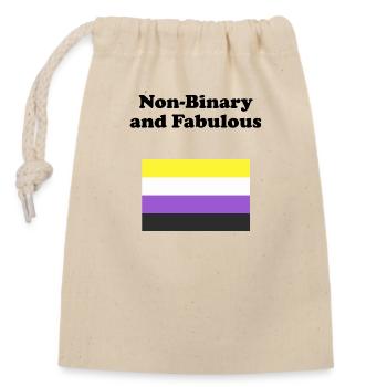 Non Binary and Fabulous - Closable cotton gift bag (14x20cm) - nature - Front