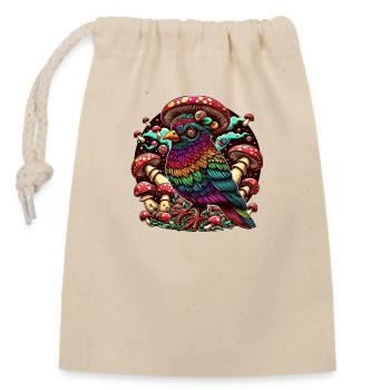 Hibou psychédélique - Sac cadeau en coton avec cordon (14 x 20 cm) - nature - Devant