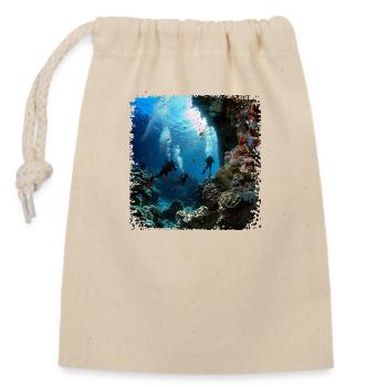 Mit Tauchen die Unterwasserwelt erkunden - Verschließbarer Geschenkbeutel aus Baumwolle (14x20cm) - Natur - Vorne