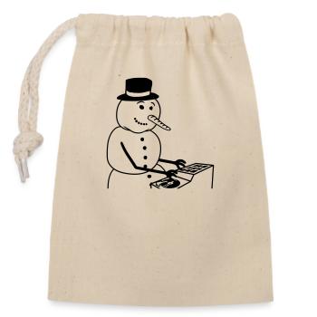 Winter DJ Schneemann Mixer Mischpult Musik Party - Verschließbarer Geschenkbeutel aus Baumwolle (14x20cm) - Natur - Vorne