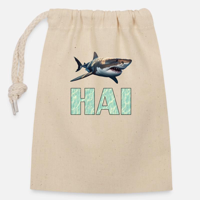 Great white shark - Closable cotton gift bag (14x20cm) - nature