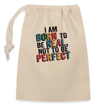 je suis vrai pas parfait - humour - Sac cadeau en coton avec cordon (14 x 20 cm) - nature - Devant