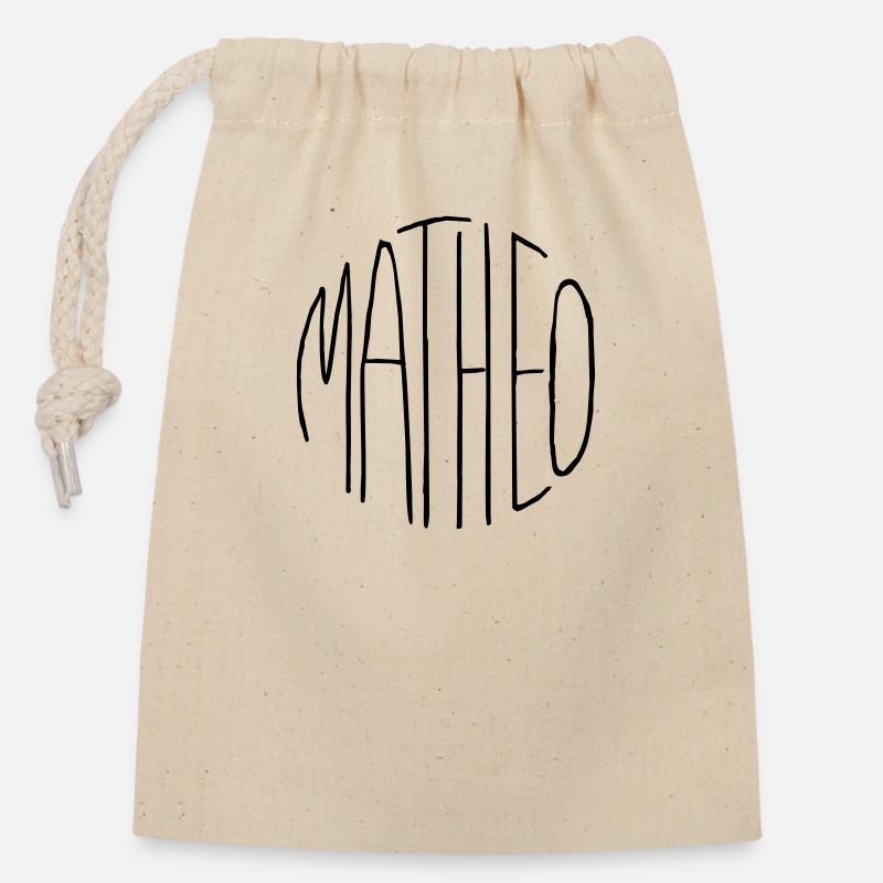 Matheo - Closable cotton gift bag (14x20cm) - nature