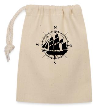 Segelschiff - Verschließbarer Geschenkbeutel aus Baumwolle (14x20cm) - Natur - Vorne