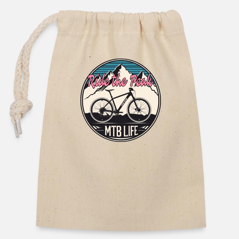 MTB Life - Closable cotton gift bag (14x20cm) - nature