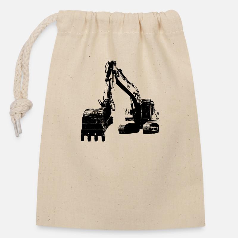 excavator - Closable cotton gift bag (14x20cm) - nature