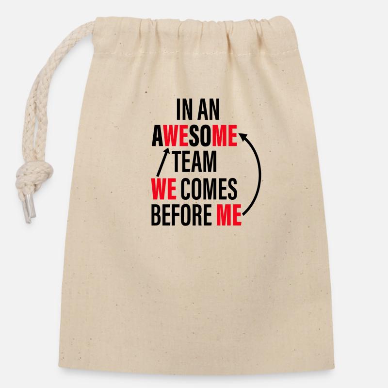 Teamwork - Closable cotton gift bag (14x20cm) - nature