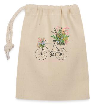 Bike full of flowers - Closable cotton gift bag (14x20cm) - nature - Front