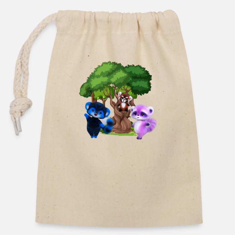 Câlins de mignonnerie - Sac cadeau en coton avec cordon (14 x 20 cm) - nature