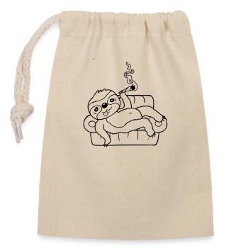 Joint sofa sloth chills - Closable cotton gift bag (14x20cm) - nature - Front