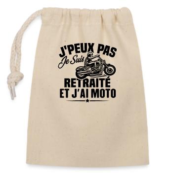Cadeau J'peux pas je suis retraité et j'ai moto - Sac cadeau en coton avec cordon (14 x 20 cm) - nature - Devant