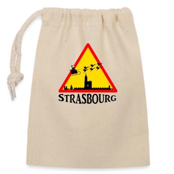 Straßburg Elsass Noël - Verschließbarer Geschenkbeutel aus Baumwolle (14x20cm) - Natur - Vorne