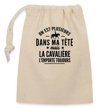 cavalière / cadeau humour cheval - Sac cadeau en coton avec cordon (14 x 20 cm) - nature - Devant