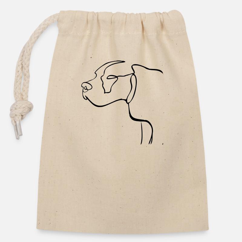 Dog - Closable cotton gift bag (14x20cm) - nature