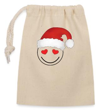 Christmas Smily - Closable cotton gift bag (14x20cm) - nature - Front
