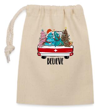 Croyez tenue de Noël - Sac cadeau en coton avec cordon (14 x 20 cm) - nature - Devant