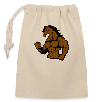 Strong Horse - Closable cotton gift bag (14x20cm) - nature - Front