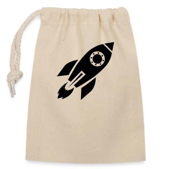 rocket - Closable cotton gift bag (14x20cm) - nature - Front