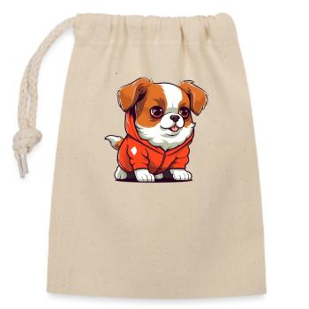 cool dog - Verschließbarer Geschenkbeutel aus Baumwolle (14x20cm) - Natur - Vorne