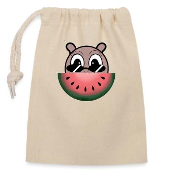 Watermelon character - Closable cotton gift bag (14x20cm) - nature - Front