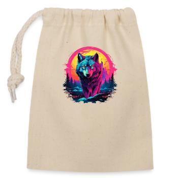 Loup Tête de Loup Loups Wolf Pack Nature Néon Coloré - Sac cadeau en coton avec cordon (14 x 20 cm) - nature - Devant