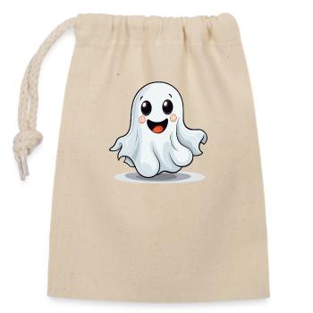 Geist Gespenst Halloween Süß Niedlich Kostüm - Verschließbarer Geschenkbeutel aus Baumwolle (14x20cm) - Natur - Vorne