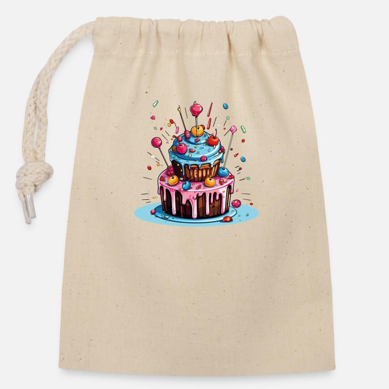 Torte Kuchen Backen Bäckerin Backkönigin Backfee - Verschließbarer Geschenkbeutel aus Baumwolle (14x20cm) - Natur