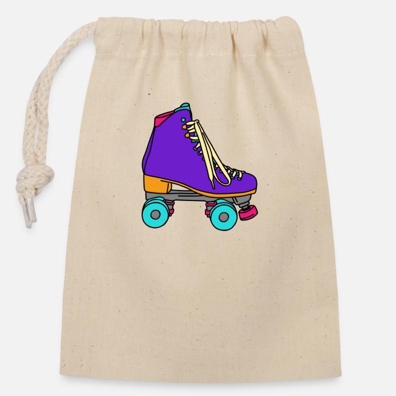 Roller-skate - Closable cotton gift bag (14x20cm) - nature