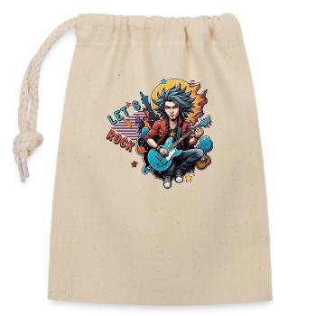Let's Rock - Closable cotton gift bag (14x20cm) - nature - Front