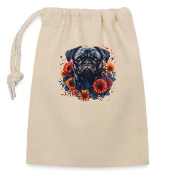 Pug - Closable cotton gift bag (14x20cm) - nature - Front