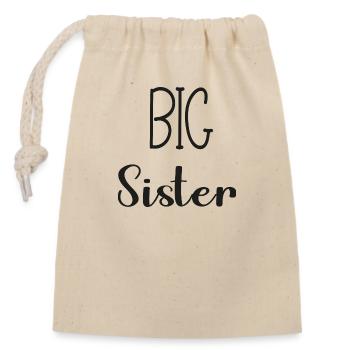 big sis - big sister - Sac cadeau en coton avec cordon (14 x 20 cm) - nature - Devant