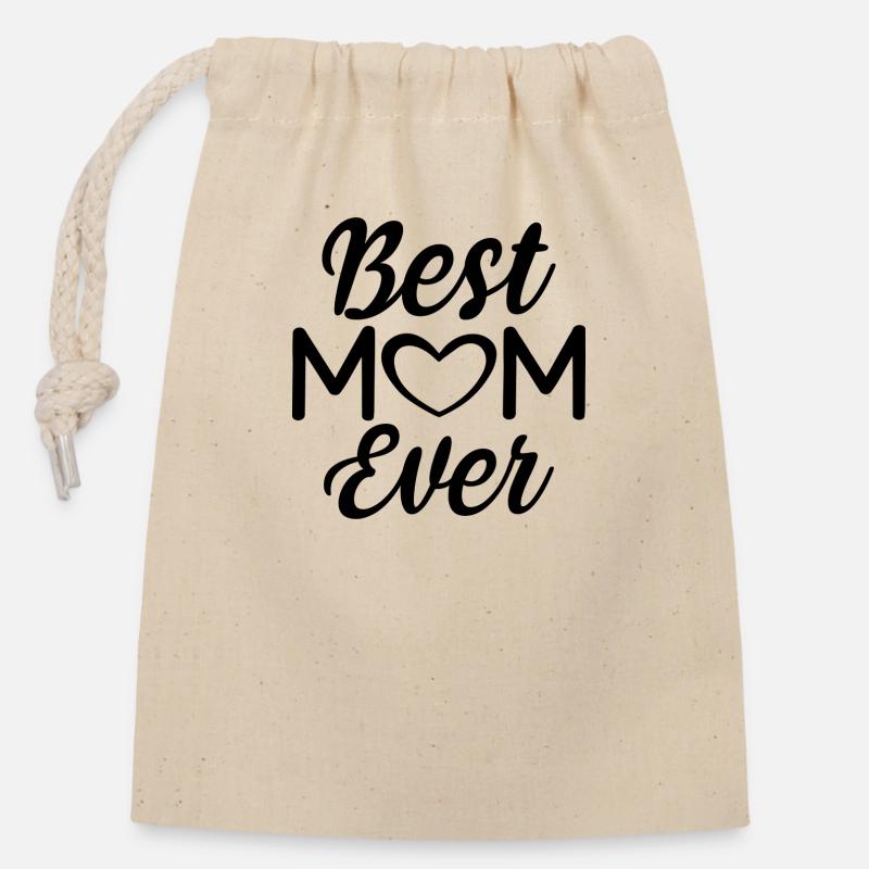 Meilleure maman - Sac cadeau en coton avec cordon (14 x 20 cm) - nature