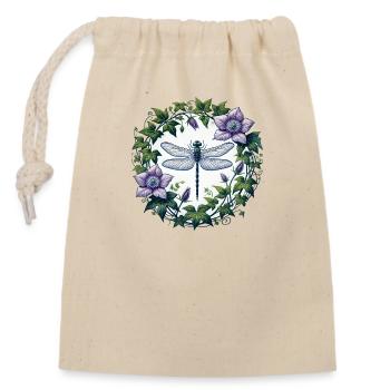 Libellule - Sac cadeau en coton avec cordon (14 x 20 cm) - nature - Devant