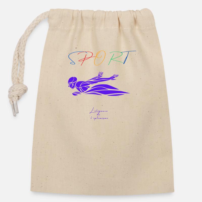 Natation - Sac cadeau en coton avec cordon (14 x 20 cm) - nature