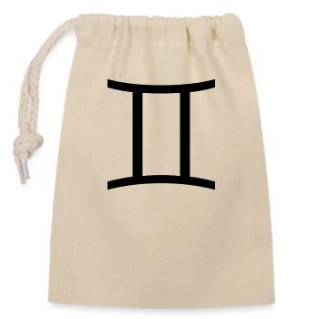 Zodiac sign Gemini, exclusive t-shirt design - Closable cotton gift bag (14x20cm) - nature - Front