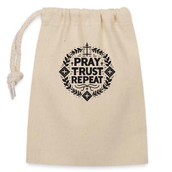Pray Trust Repeat - Closable cotton gift bag (14x20cm) - nature - Front