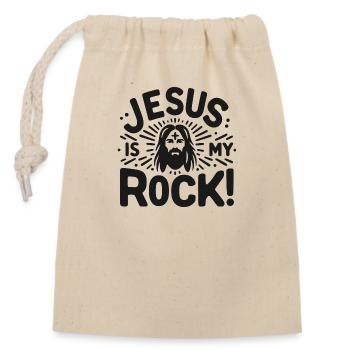 Jesus ist mein Fels in der Brandung - Verschließbarer Geschenkbeutel aus Baumwolle (14x20cm) - Natur - Vorne