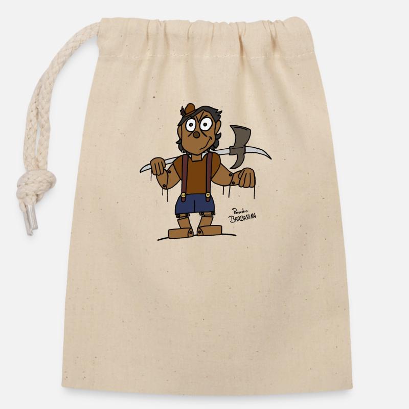 Marionnette en barbare (coloré) - Sac cadeau en coton avec cordon (14 x 20 cm) - nature
