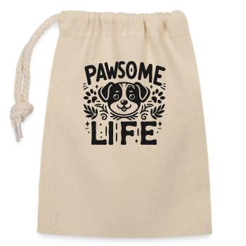 La vie de Pawsome - Sac cadeau en coton avec cordon (14 x 20 cm) - nature - Devant